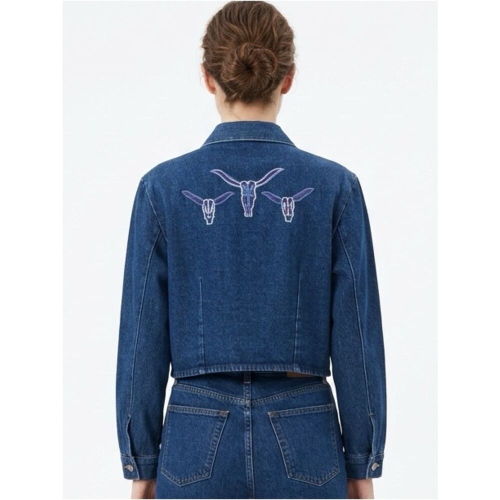 NIKKI SAGGARO | Vintage Boho Southwestern Style Denim Jean Jacket Women’s Size L - Picture 2 of 8